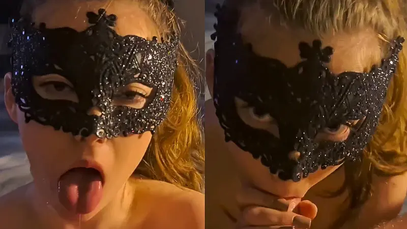 Masked Georgia Stone Gives a Passionate Blowjob