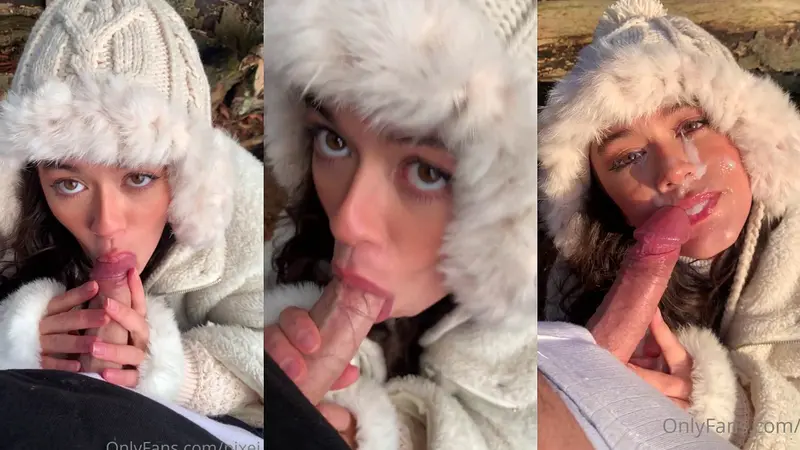 Pixei Outdoor Blowjob Gets Her Pretty Face Covered In Cum